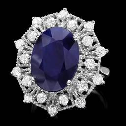 14k Gold 9.00ct Sapphire 1.35ct Diamond Ring