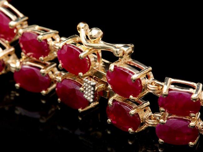 14k Yellow Gold 26ct Ruby 1.25ct Diamond Bracelet