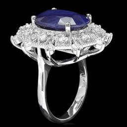 14k Gold 9.00ct Sapphire 1.35ct Diamond Ring