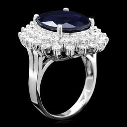 14k Gold 11.50ct Sapphire 2.50ct Diamond Ring