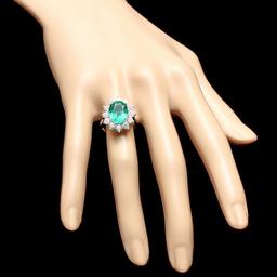 14k White Gold 4.00ct Emerald 1.90ct Diamond Ring