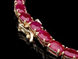 14k Yellow Gold 49ct Ruby 1.30ct Diamond Necklace