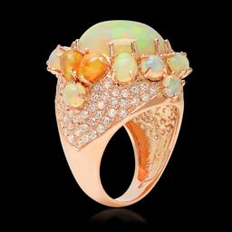 14K Rose Gold, 13.00cts Opal, 2.20cts Diamond Ring