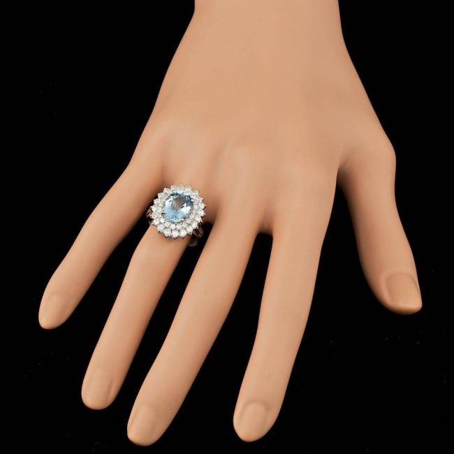 14k Gold 3.00ct Aquamarine 1.60ct Diamond Ring