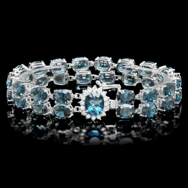 14k Gold 48.5ct Topaz 0.60ct Diamond Bracelet