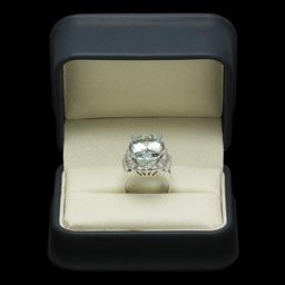 14K Gold 14.95ct Aquamarine 1.17ct Diamond Ring