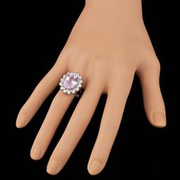 14k Gold 10.00ct Kunzite 1.70ct Diamond Ring