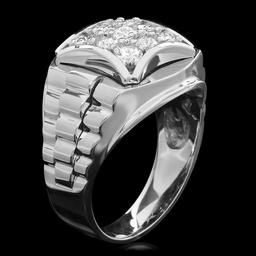 14k White Gold 1.15ct Diamond Mens Ring