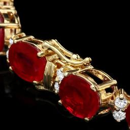 14k Gold 36.23ct Ruby 1.50ct Diamond Bracelet