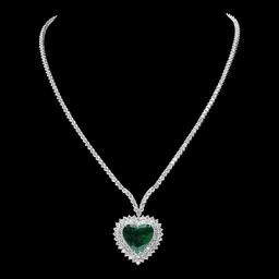 18k Gold 7.80Ct Emerald 11.50Ct Diamond Pendant