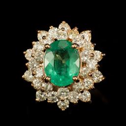 14K Gold 2.10ct Emerald 1.67ct Diamond Ring