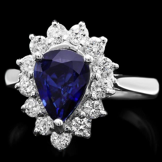 14k Gold 1.46ct Sapphire 0.77ct Diamond Ring