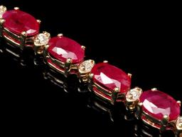 14k Gold 11.50ct Ruby 0.40ct Diamond Bracelet