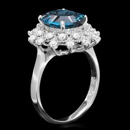 14k White Gold 3.80ct Topaz 0.65ct Diamond Ring