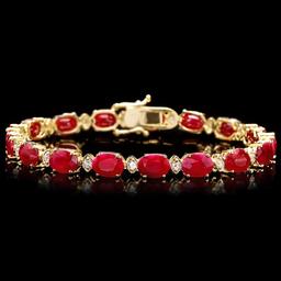 14k Gold 25.00ct Ruby 1.00ct Diamond Bracelet