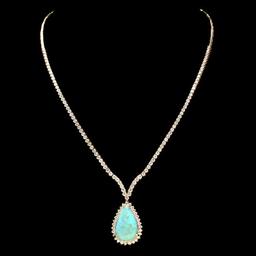 14k Gold 9.00ct Opal 6.50ct Diamond Pendant