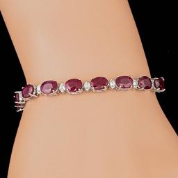 14k Gold 17.50ct Ruby 0.70ct Diamond Bracelet