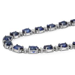 14K Gold 31.39ct Sapphire 1.52ct Diamond Necklace