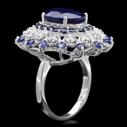 14k White Gold 9ct Sapphire 0.90ct Diamond Ring