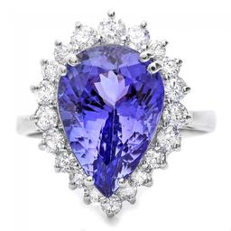 18k Gold 6.00ct Tanzanite 0.80ct Diamond Ring