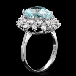 14k Gold 4.00ct Aquamarine 0.80ct Diamond Ring