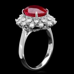 14k White Gold 5.00ct Ruby 0.80ct Diamond Ring