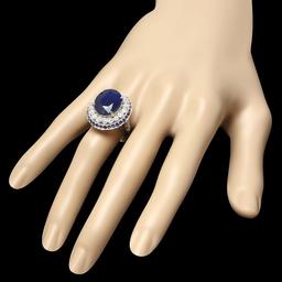 14k Gold 11.2ct Sapphire 0.60ct Diamond Ring