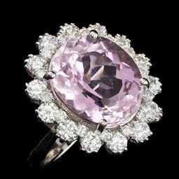 14k Gold 10.00ct Kunzite 1.70ct Diamond Ring