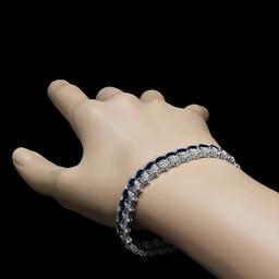 14K White Gold 22.41ct. Sapphire & Diamond Bracelet