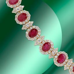 14K Gold 17.44cts Ruby & 11.96cts Diamond Bracelet