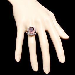 14k White Gold 9.00ct Zircon 1.15ct Diamond Ring