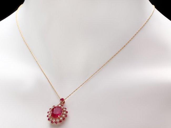 14k Rose Gold 4.6ct Ruby 0.40ct Diamond Pendant