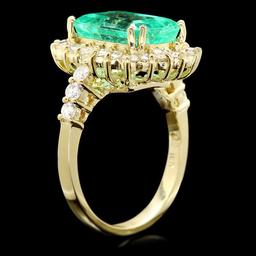 18k Gold 5.00ct Emerald 1.10ct Diamond Ring