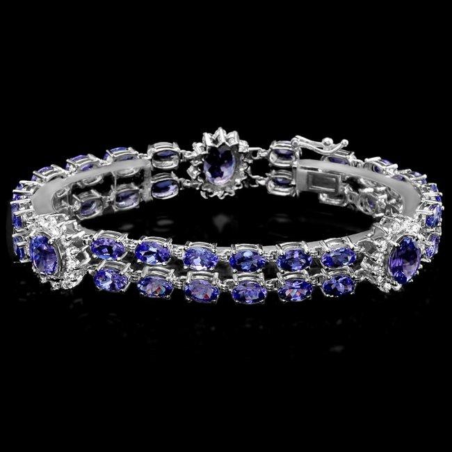 14k 21.88ct Tanzanite 1.66ct Diamond Bracelet