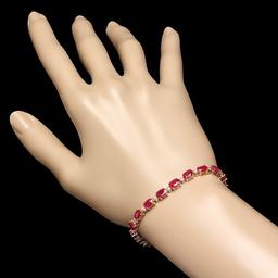 14k Gold 11.50ct Ruby 0.40ct Diamond Bracelet