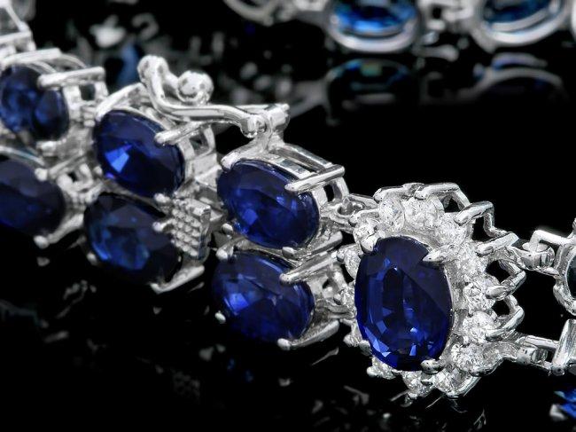 14k Gold 30ct Sapphire 1.20ct Diamond Bracelet