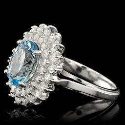 14k Gold 3.00ct Aquamarine 1.60ct Diamond Ring