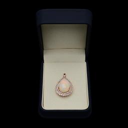 14K Gold 14.29ct Opal 2.38ct Diamond Pendant