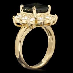 14k Gold 4ct Tourmaline 1.80ct Diamond Ring