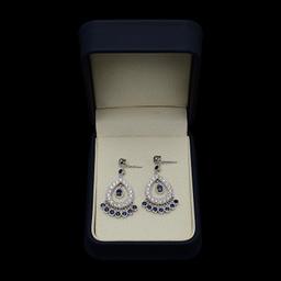 14K Gold 3.01ct Sapphire 1.42ct Diamond Earrings