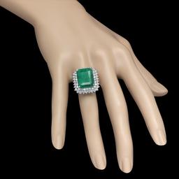 14K Gold 11.26 Emerald 1.80 Diamond Ring