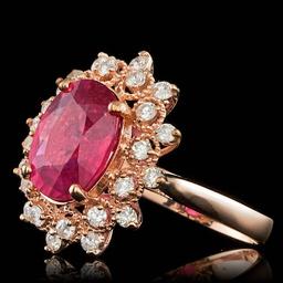 14k Rose Gold 4.00ct Ruby 0.65ct Diamond Ring