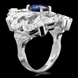 14k Gold 1.70ct Sapphire 1.30ct Diamond Ring