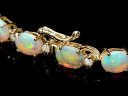 14k Gold 8.20ct Opal 0.70ct Diamond Bracelet