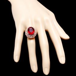 14k Rose Gold 11.00ct Ruby 1.40ct Diamond Ring