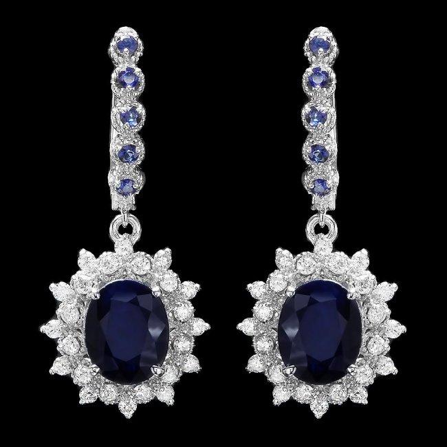 14k Gold 6.4ct Sapphire 1.00ct Diamond Earrings