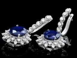 14k Gold 10.00ct Sapphire 1.70ct Diamond Earrings