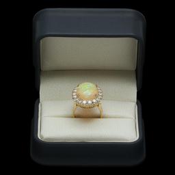 14K Gold 8.38ct Opal & 2.60ct Diamond Ring