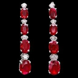 14k Gold 7.00ct Ruby 0.30ct Diamond Earrings