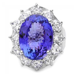 14k Gold 10.00ct Tanzanite 2.50ct Diamond Ring